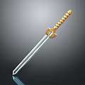 Elegant Sword With Golden Spiral Hilt Decorative Guard And Silver Sharp Blade
