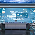Hi tech Monitoring Room Interior With Digital Displays And Control Desk