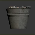 Rustic Metal Bucket Filled With Used Cigarette Butts And Ash 3d model