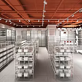 Modern Retail Showroom Interior With Bicycle Display Metal Shelving And Open Layout