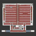 Detailed Architectural Model Interior Layout Featuring Neatly Arranged Red Seats White Structure And Aisles