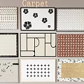 Various Square Carpet Patterns With Floral Geometric And Dotted Designs 3d model