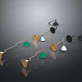 Stylish Modern Lighting Combinations With Green Gold Silver Metal Cone Shaped Shades For Home Decor