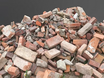 Pile Of Old Assorted Bricks With Different Sizes And Colors For Building Projects 3d model