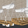 Durable Industrial Equipment With Metal Frames Wooden Platforms And Brick Wall Background