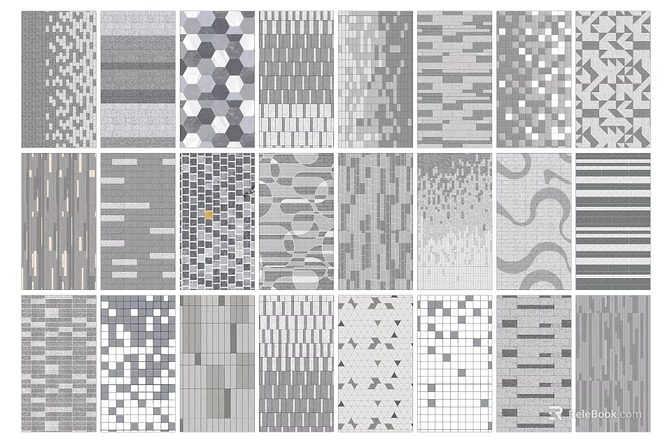 Garden Ornaments Featuring Diverse Gray Mosaic Patterns And Decorative Textures 3d model