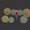 Red Complete Drum Set with Multiple Drums and Cymbals Musical Instrument 3d model