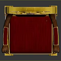 Ornate Royal Throne Chair With Golden Frame Red Upholstery And Decorative Top
