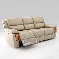 Modern Beige Leather Sofa Set With Sectional Design And Comfortable Armrest Details 3d model