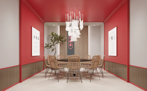 Modern private dining box 3d model