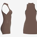 Stylish Brown Sleeveless High Neck Fitted Dress For Modern Women