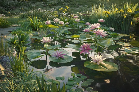 Modern lotus pond lotus leaf lotus combination koi pond lotus landscape pool water flower lotus leaf water lily waterscape pond waterscape lotus pond lotus leaf lotus combination 3d model