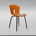 Contemporary Yellow Dining Chair With Curved Backrest White Seat Cushion And Grey Metal Legs