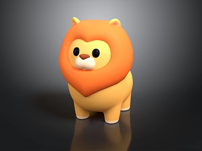Cute Cartoon Lion Toy 3D Model with Orange Mane and Yellow Body in Adorable Design 3d model