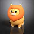 Cute Cartoon Lion Toy 3D Model with Orange Mane and Yellow Body in Adorable Design