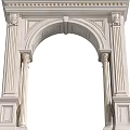 Decorative Classical Arched Architectural Component With Fluted Columns And Ornate Carvings