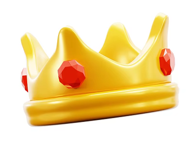Elegant Decorative Ornament Set With Golden Crown And Red Gemstones 3d model