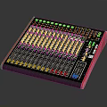 Professional Audio Mixing Console With Multiple Faders Knobs And Modern Red Black Frame