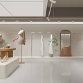 Stylish Modern Clothing Store Interior With Clothing Racks Display Table And Green Plants
