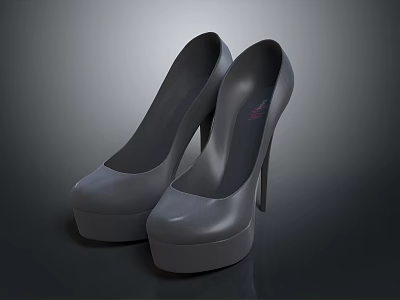Elegant Gray Platform High Heels Stylish Women's Fashion Footwear Design 3d model