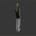 Modern Tactical Folding Knife With Green Black Handle And Silver Blade