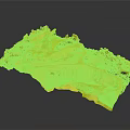 3D Terrain Model With Winding Paths And Lush Green Vegetation Coverage 3d model