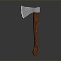Classic Axe Weapon Design With Metal Head And Polished Wooden Handle