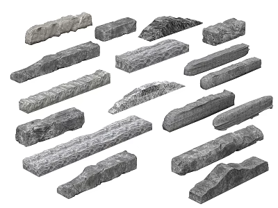 Natural Stone And Wood In Various Shapes As Construction Decorative Elements 3d model