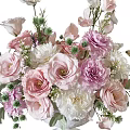 Beautiful Vase With Colorful Pink White And Light Purple Flowers Green Leaves For Home Decoration