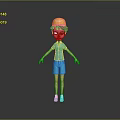 Cartoon Style Game Film Character With Blue Outfit And Yellow Cap