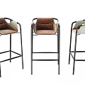 Modern Stylish Bar Stools With Metal Frames And Upholstered Seats In Various Colors