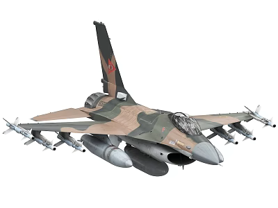 Camouflage Fighter Jet With Missiles External Fuel Tanks And Detailed Cockpit 3D Rendering 3d model