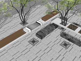 Modern Bench Landscape Seat Stone Bench Seat Park Wide Stone Bench 3d model