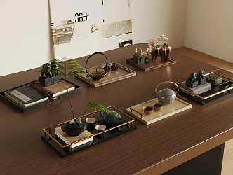 New Chinese Tray Tea Set 3d model