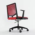 Red Office Chair With Black Frame Armrests And Rolling Wheels Modern Design 3d model