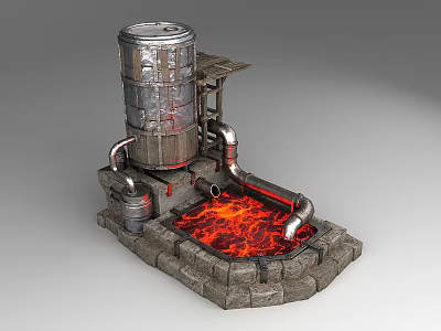 furnace water tower refining tank coal magma industry 3d model