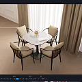 Round Dining Table With Four Woven Chairs And Beige Cushions In Cozy Interior