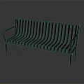 Elegant Green Slatted Metal Bench With Armrests Modern Furniture Design
