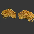 Golden Orange Wing Shaped Wall Decor With Shiny Reflective Surface 3d model