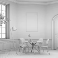 Modern Dining Table and Chair Combination 3d model