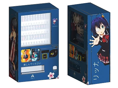 Blue Anime Character Vending Machine With BLACKCLOVER Design And Cherry Blossom Decor 3d model