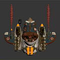 Flaming Exhaust Mechanical Toy Vehicle With Track Wheels Brown Seat And Red Tail Structure