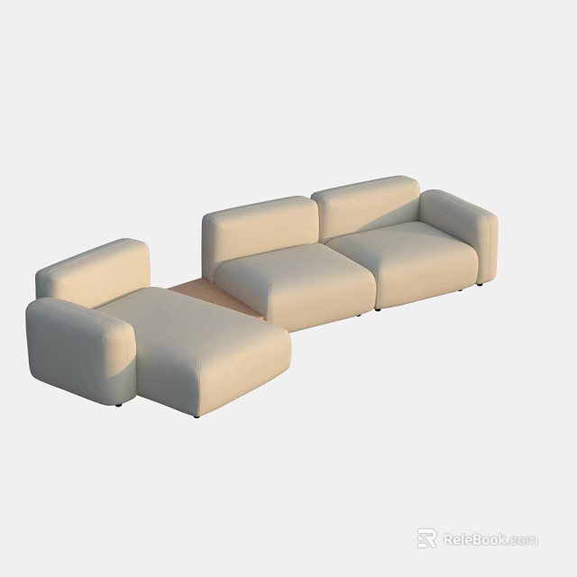 Modern Beige Sectional Sofa With Modular Design For Comfortable Living Room Seating 3d model