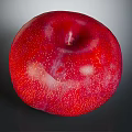 Fresh Juicy Red Plum With Shiny Surface And Tiny Dots On Dark Background Showing Reflection