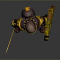 Detailed Armored Fantasy Warrior Character In Purple Yellow Armor With Sword And Shield