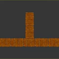 Orange Cross Shaped Wooden Walkway With Support Posts And Wooden Planks