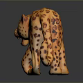 Orange Leopard Model with Black Spots on Dark Background and Reflection 3d model