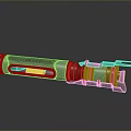 Sci-Fi Weapon Featuring Metallic Cylindrical Structure And Detailed Components 3D Rendered On Dark Background 3d model