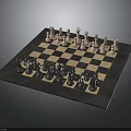 Classic Chess Set With Black And White Pieces On Checkered Chessboard