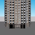 Modern High Rise Apartment Entrance Gate With Glass Doors Water Pool And Reflection